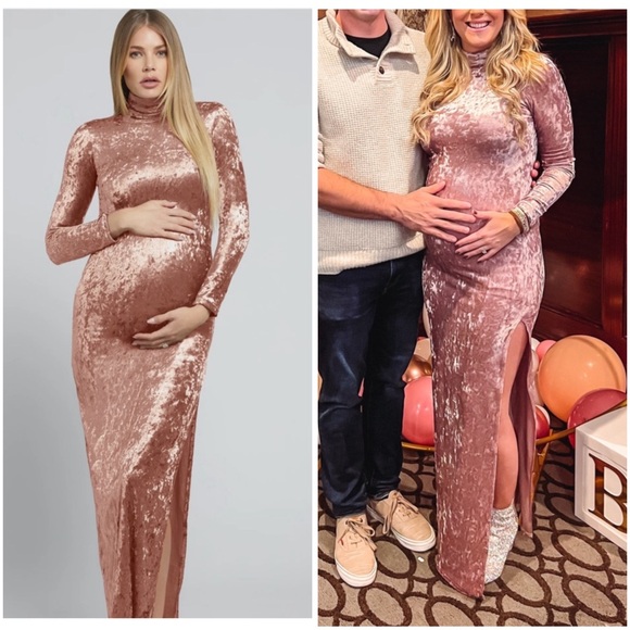 BUMPSUIT Dresses & Skirts - BUMPSUIT The Monica Maternity Long Sleeve Crushed Velvet Maxi Dress Size XS